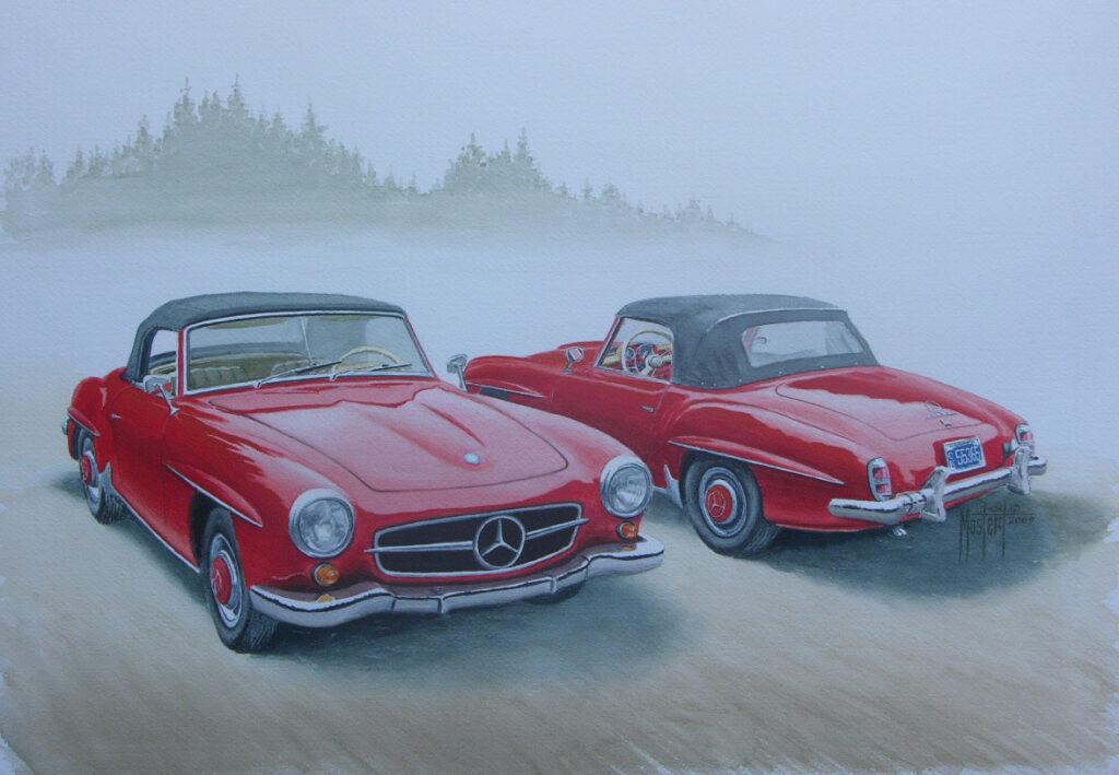 Bill's 59 190SL, Original Watercolor, 24x32, SOLD