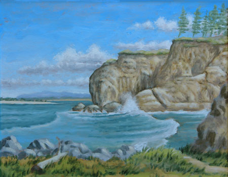 Coos Head, Original Oil, 11x14 Image-17x21 Frame, $500