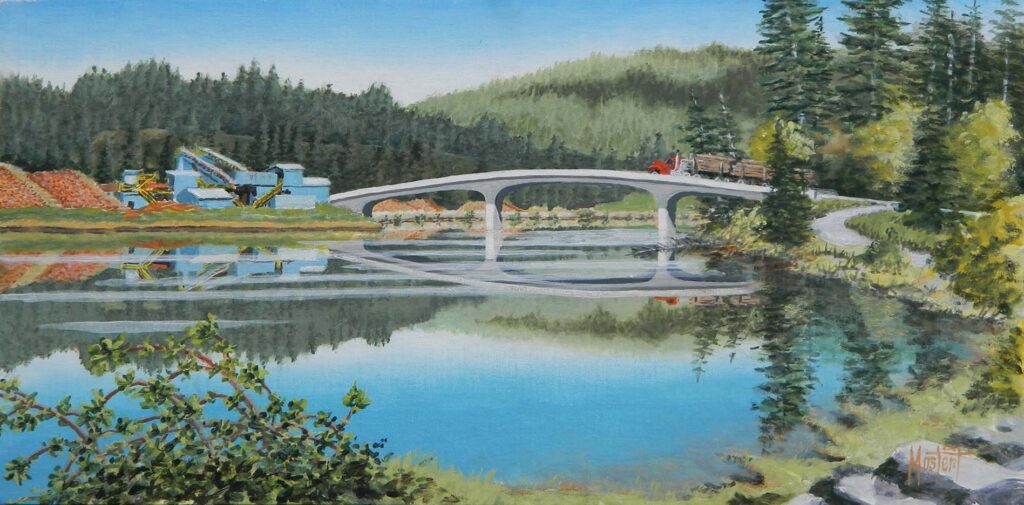 Coos-Sumner Bridge, Original Oil, 10x20 Image-14x24 Frame, $700