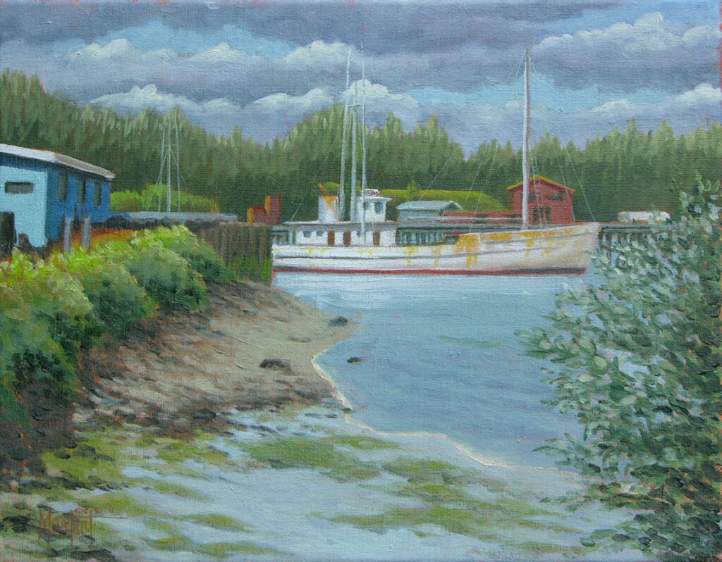 Decorah in Charleston Harbor, Original Oil, 11x14 Image18x20 Frame, $500