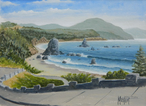 Port Orford Lookout, Original Oil, 9x12 Image-14x18 Frame, $400