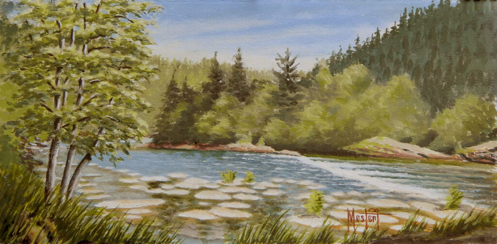 Sawyer's Rapids, Original Oil, 7.5x15 Image-12x20 Frame, $400