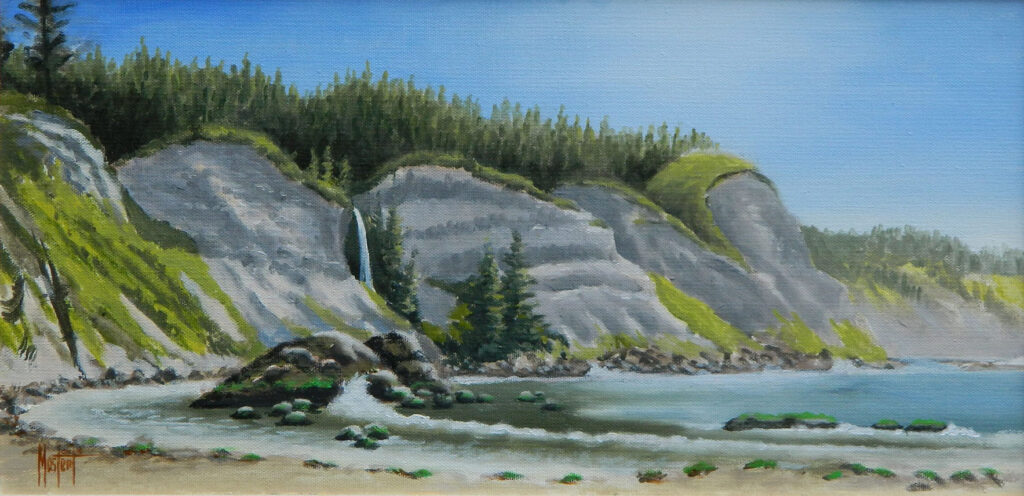 South Cove Cliffs, Original Oil, 10x20 Image-16x26 Frame, $700