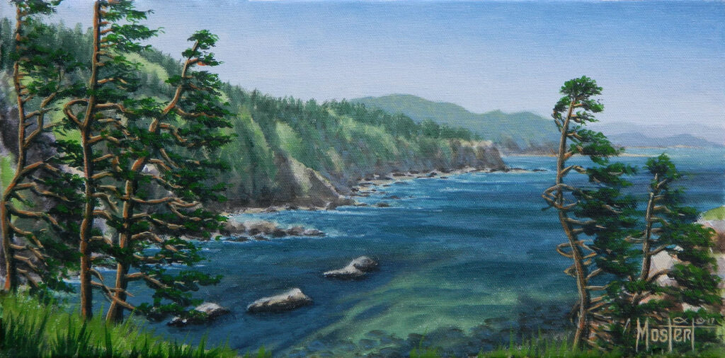 South Cove View, Original Oil, 8x16 Image-12x20 frame, $500