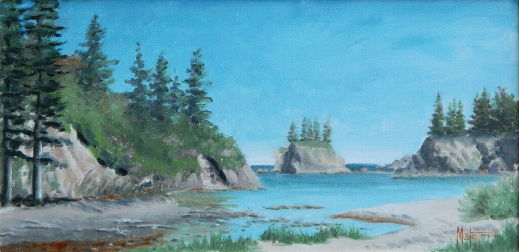 Sunset Bay Original Oil, 10x20 Image-16x26 Frame, $700